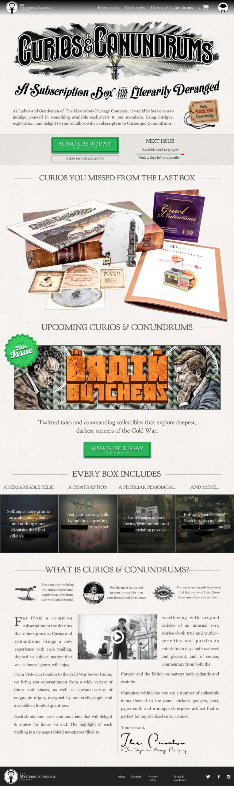 The subscription landing page those tests fed