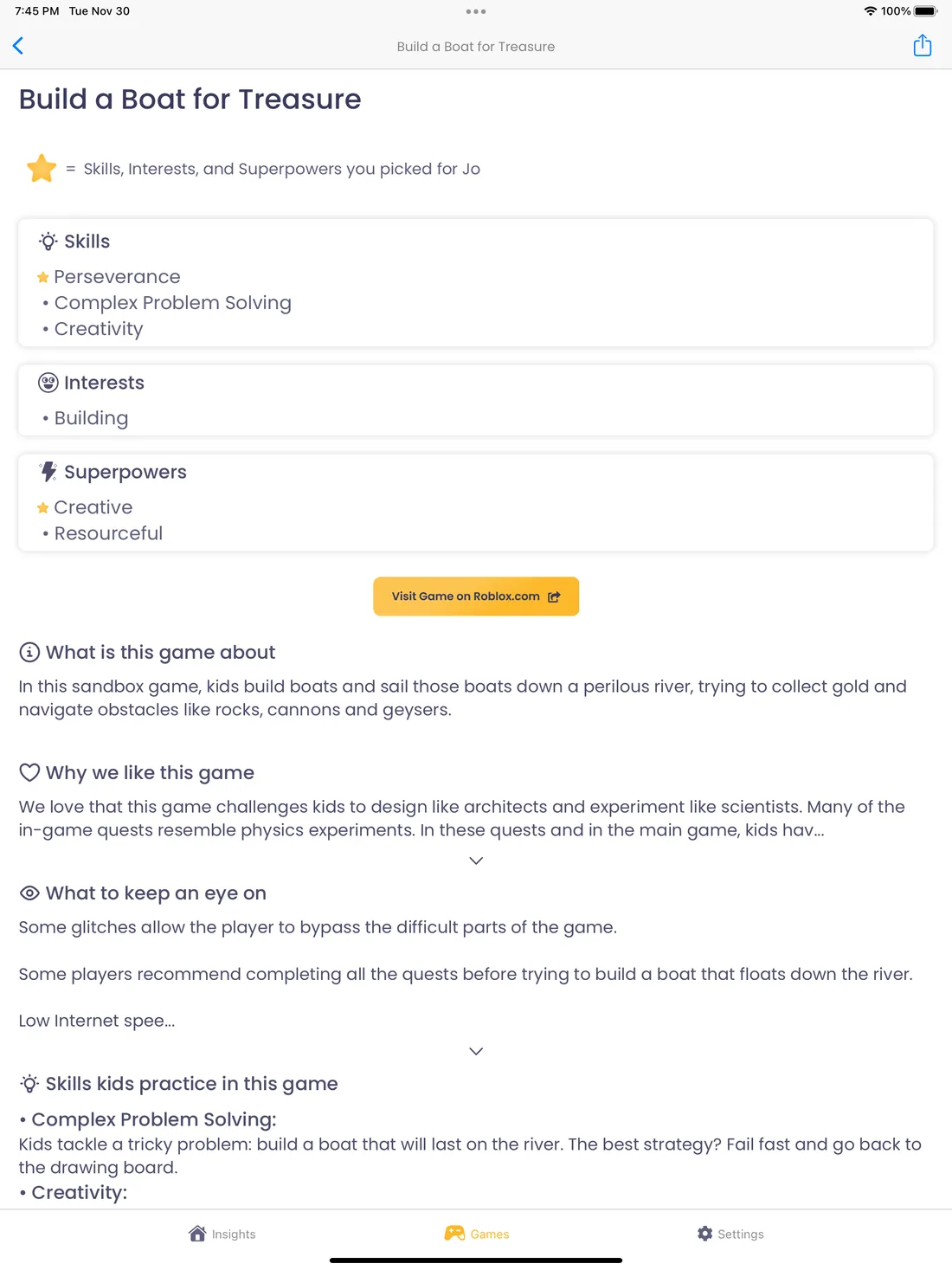 The kids app on iPad