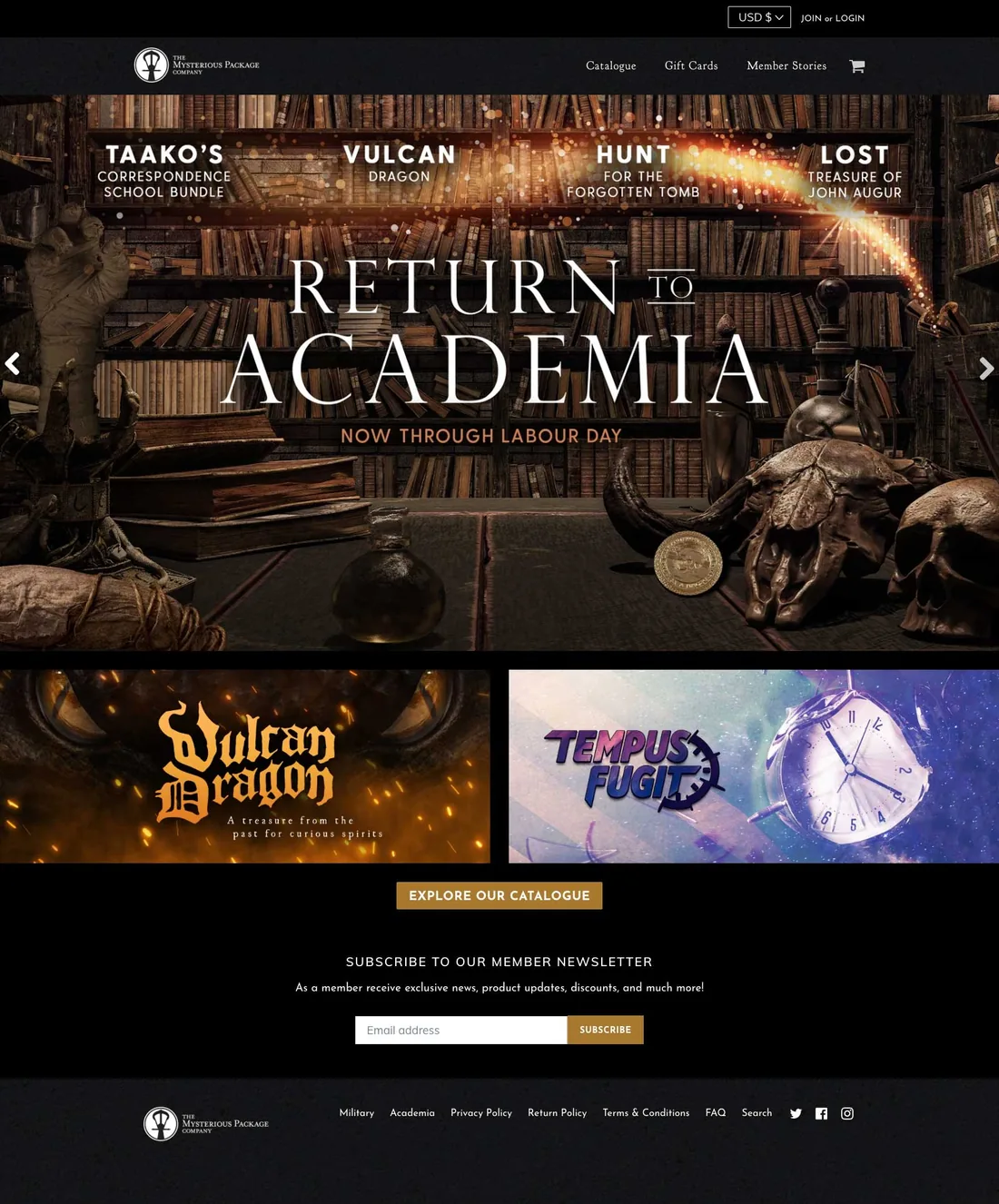 The homepage, full length: “We sell stories you can touch”
