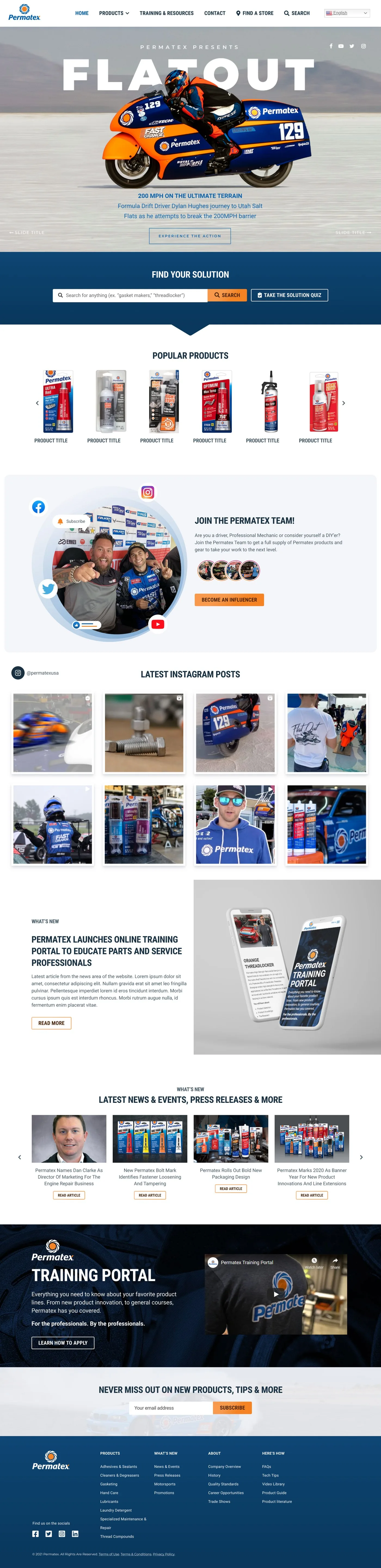 Permatex.com: the full homepage