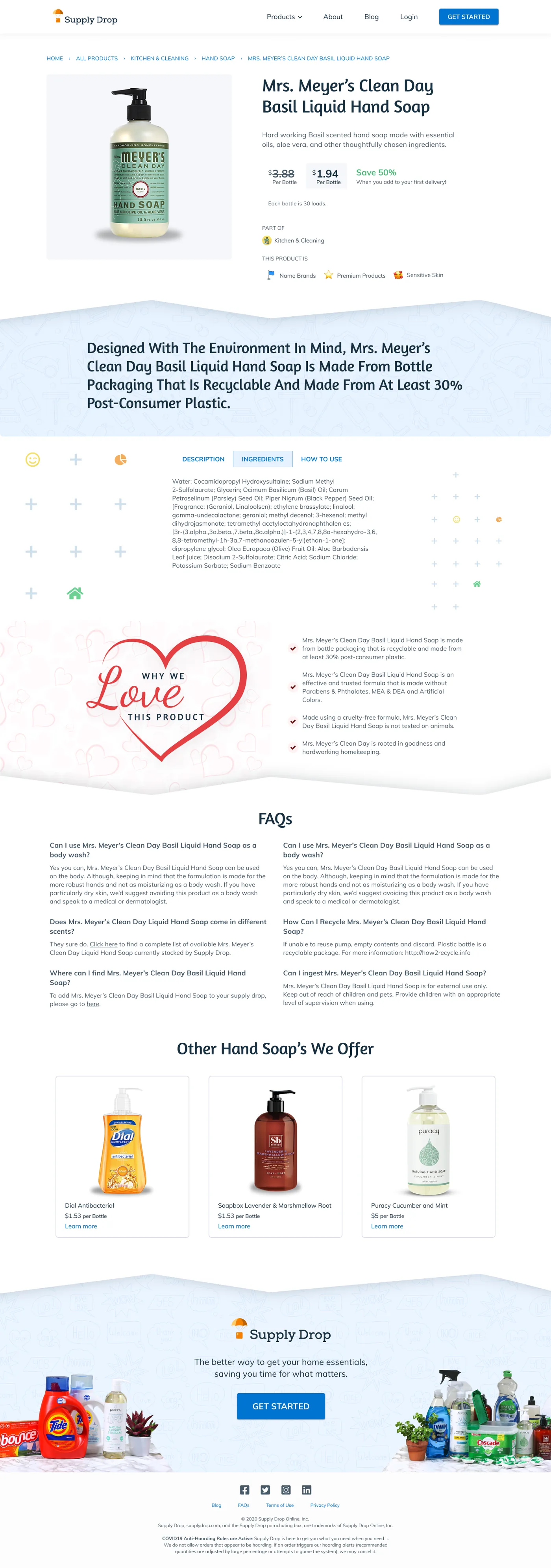 Product landing page