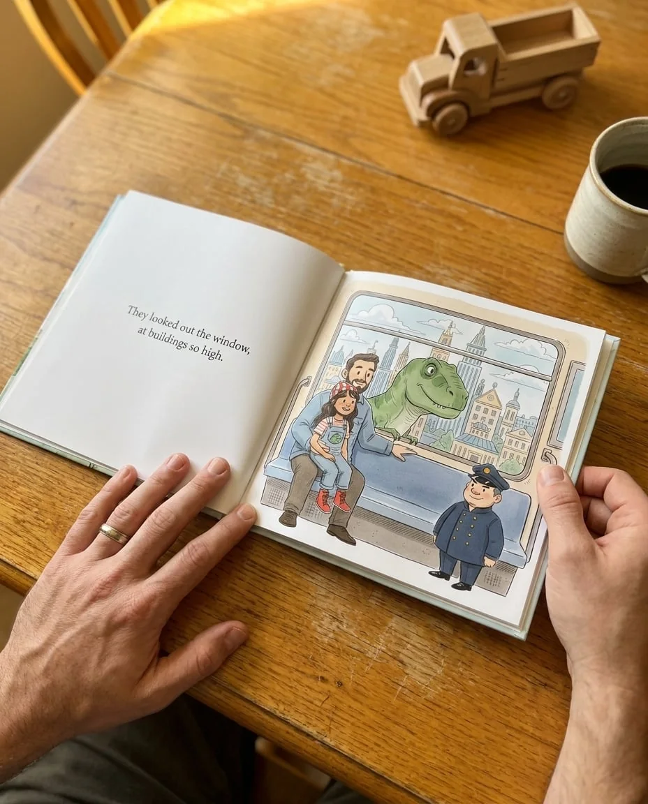 Another spread from the same hardcover, original art on every page